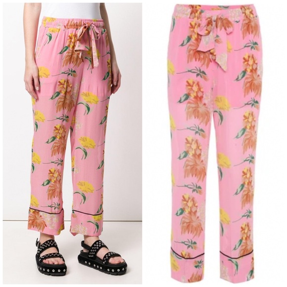 Ganni Marceau Georgette Floral Trousers Pink - Picture 2 of 5